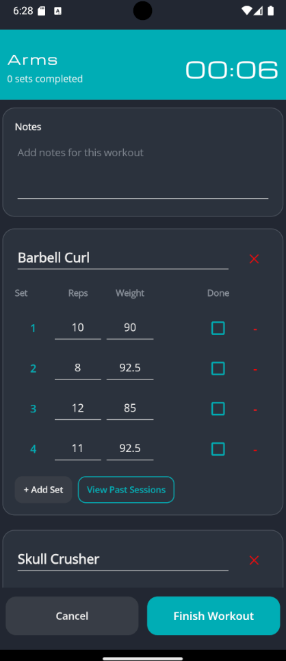 A live workout in progress.